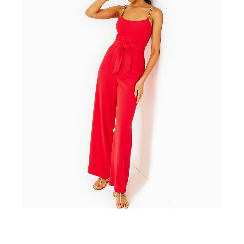 NEW LILLY PULITZER zemira sleeveless jumpsuit in amaryllis red